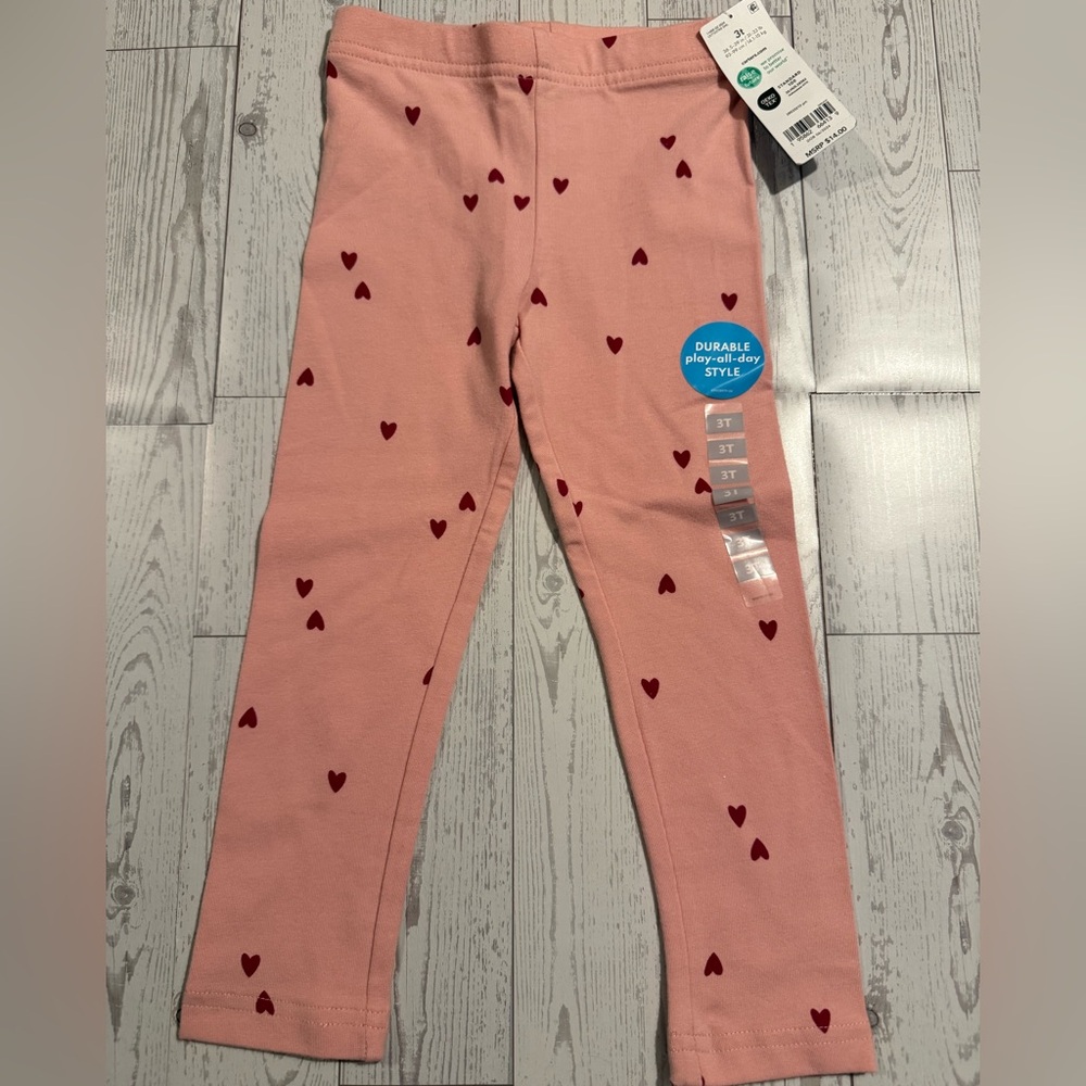 Carter's Pink Leggings with Red Heart Print